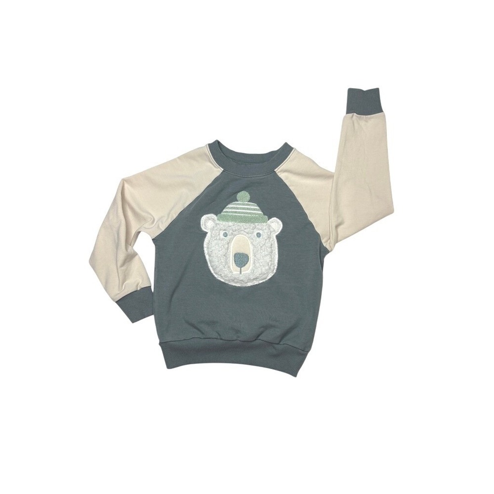 Play by Little Sleepies Bamboo Textured Polar Bear Sweatshirt 4T Green Winter